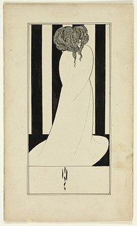 Woman Against Striped Wallpaper by Imitator of Aubrey Vincent Beardsley