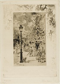 National Holiday on the Boulevard Clichy by Félix Hilaire Buhot