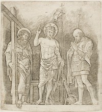 Risen Christ Between Saints Andrew and Longinus by Andrea Mantegna