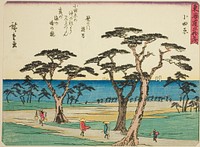 Odawara, from the series "Fifty-three Stations of the Tokaido (Tokaido gojusan tsugi)," also known as the Tokaido with Poem (Kyoka iri Tokaido) by Utagawa Hiroshige