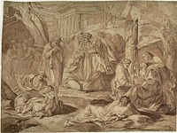 A Saint Clothing the Poor Among the Ruins of an Earthquake by Edme Bouchardon