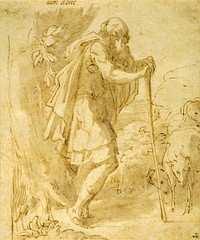 Old Shepherd Leaning on a Staff by Parmigianino