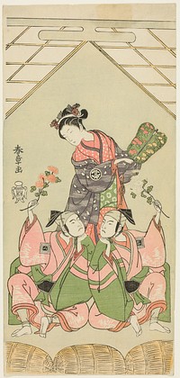 Actors Segawa Kikunojô II as Reizei, Ichikawa Komazô I as Suruga no Hachirô, and Ichikawa Yaozô II as Tada no Kurando in “The Genji Clan Now at Its Zenith” (“Ima o sakari suehiro Genji”) by Katsukawa Shunsho