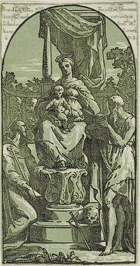 Madonna and Child Enthroned, St. Jerome and St. Francis by Conte Antonio Maria Zanetti, the Elder