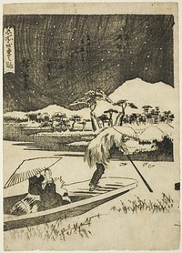 The Sumida River in Winter (Fuyu, Sumidagawa), from the series "Views of the Four Seasons in Famous Places (Meisho shiki no nagame)" by Utagawa Hiroshige