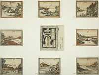 Eight Views of Omi in Etching Style (Doban Omi hakkei) and cover sheet by Katsushika Hokusai