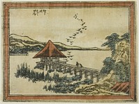 Descending Geese at Katada (Katada no rakugan), from the series Eight Views of Omi in Etching Style (Doban Omi hakkei) by Katsushika Hokusai