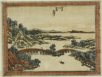 Evening Glow at Seta (Seta no sekisho), from the series Eight Views of Omi in Etching Style (Doban Omi hakkei) by Katsushika Hokusai