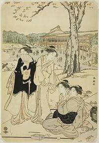 Viewing Cherry Blossoms at Ueno by Katsukawa Shunchô