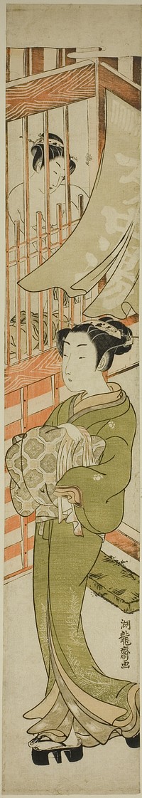 Young Woman Emerging from a Bathhouse by Isoda Koryusai