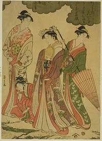 Women Viewing Cherry Blossoms by Chôbunsai Eishi