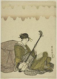 Woman playing shamisen, from an untitled series of women at leisure by Utagawa Toyohiro