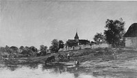 On the Bank of the Seine at Portejoie by Charles François Daubigny