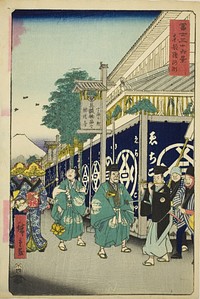 The Suruga District in the Eastern Capital (Toto Suruga-cho), from the series "Thirty-six Views of Mount Fuji (Fuji sanjurokkei)" by Utagawa Hiroshige