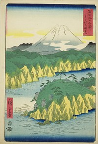 Lake at Hakone (Hakone no kosui), from the series "Thirty-six Views of Mount Fuji (Fuji sanjurokkei)" by Utagawa Hiroshige