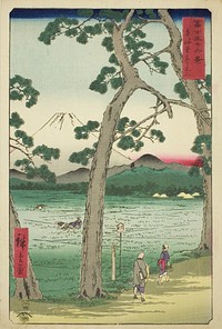 Mout Fuji Seen from the Left on the Tokaido (Tokaido hidari Fuji), from the series "Thirty-six Views of Mount Fuji (Fuji sanjurokkei)" by Utagawa Hiroshige