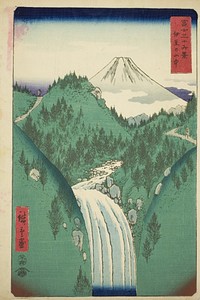 In the Mountains of Izu Province (Izu no sanchu), from the series "Thirty-six Views of Mount Fuji (Fuji sanjurokkei)" by Utagawa Hiroshige