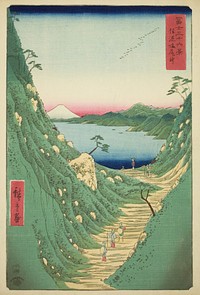 Shiojiri Pass in Shinano Province (Shinano Shiojiri toge), from the series "Thirty-six Views of Mount Fuji (Fuji sanjurokkei)" by Utagawa Hiroshige