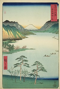 Lake Suwa in Shinano Province (Shinshu Suwa no mizuumi), from the series "Thirty-six Views of Mount Fuji (Fuji sanjurokkei)" by Utagawa Hiroshige