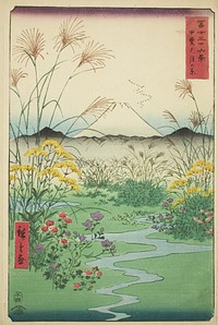 Otsuki Plain in Kai Province (Kai Otsuki no hara), from the series "Thirty-six Views of Mount Fuji (Fuji sanjurokkei)" by Utagawa Hiroshige