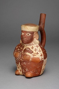 Vessel in the Form of a Seated Figure Holding a Duck by Moche