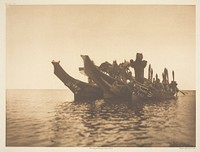 Masked Dancers in Canoes-Qagyuhl A by Edward S. Curtis