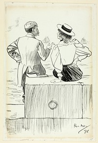 Man and Woman Sitting on Wharf by Philip William May