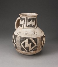 Pitcher with Stepped-Interlocking Motifs and Vertical Hatching by Ancestral Pueblo (Anasazi)