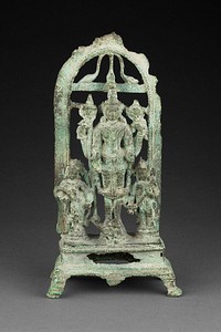 God Vishnu with Lakshmi and Sarasvati