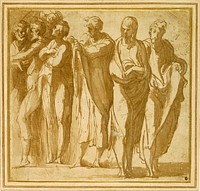 Group of Nine Standing Figures by Parmigianino