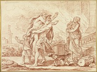 Aeneas Fleeing with Anchises from the Ruins of Troy by Augustin Pajou
