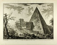 View of the Pyramidal Tomb of Cestius, from Views of Rome by Giovanni Battista Piranesi