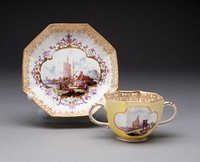 Two-handled Cup and Saucer by Meissen Porcelain Manufactory (Manufacturer)