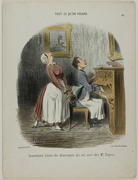 The disadvantage of having servants who have previously served at Mr. Duprez', plate 65 from Tout Ce Qu'on Voudra by Honoré-Victorin Daumier