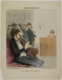 A Victim of His Own Politeness, plate 7 from Croquis Musicaux by Honoré-Victorin Daumier