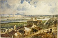 View of Avignon (from Villeneuve les Avignon) by Paul Huet