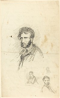 Self-Portrait with Three Sketches by George Cruikshank