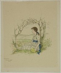 Seated Girl with Primroses by Kate Greenaway