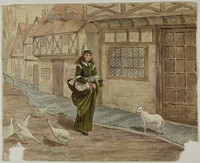 Girl with Eggs and Geese by Kate Greenaway