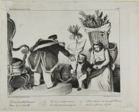 "From your obedient subjects receive on your day of honor these two modest bunches of flowers. They will make you rejoice, since the people of France alone has taken over the costs," plate 486 by Honoré-Victorin Daumier