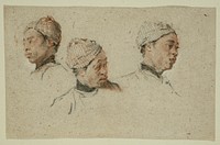 Three Studies of the Head of a Turbaned Black Man by Nicolas Lancret