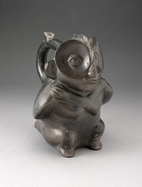 Stirrup Spout Vessel in the Form of a Anthropomorphic Owl by Moche