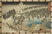 Act 11, Part 1: The Approach to the Night Attack (Juichidanme ichi, yochi oshiyose), from the series "The Revenge of the Loyal Retainers (Chushingura)" by Utagawa Hiroshige