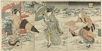 Parody of Liu Bei (J: Gentoku) Visiting Zhuge Liang (J: Komei) in Wind and Snow (Gentoku fusetsu ni Komei o tazureru) by Utagawa Kunisada I (Toyokuni III)