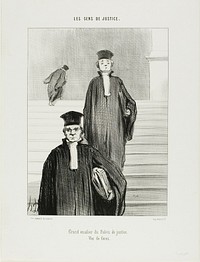 Main Stair case of the Palace of Justice. Front view, plate 36 from Les Gens De Justice by Honoré-Victorin Daumier