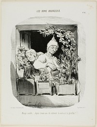 A Model Marriage: For Thirty Years They Have Cultivated Virtue and Carnations, plate six from Les Bons Bourgeois by Honoré-Victorin Daumier