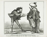 The Emperor of Morocco in Consultation With the Famous Magician Desbarolles. “- This small line here indicates to me that you are going to get a royal thrashing!,” plate 126 from Actualités by Honoré-Victorin Daumier