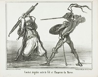 A Unusual Battle Between El Cid and the Emperor of Morocco, plate 117 from Actualités by Honoré-Victorin Daumier