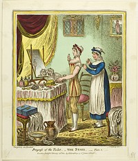 The Stays, plate one from Progress of the Toilet by James Gillray