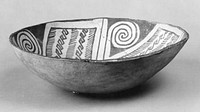 Bowl with Interior Four-Part Design with Hatching, Zigzag, and Spiral Motifs by Hohokam